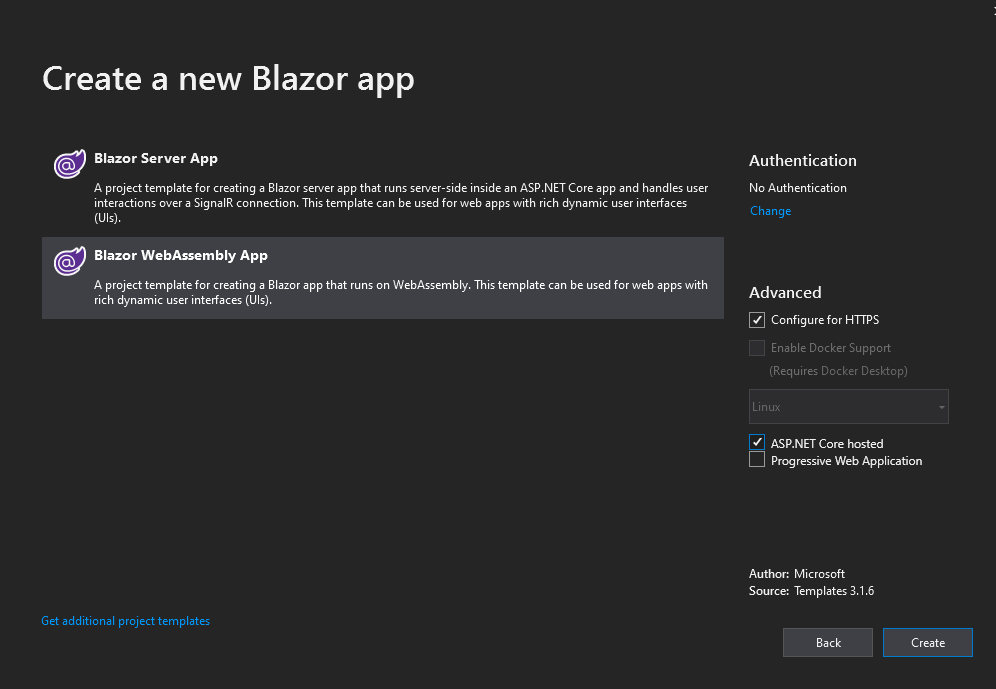 Create a new Blazor Application