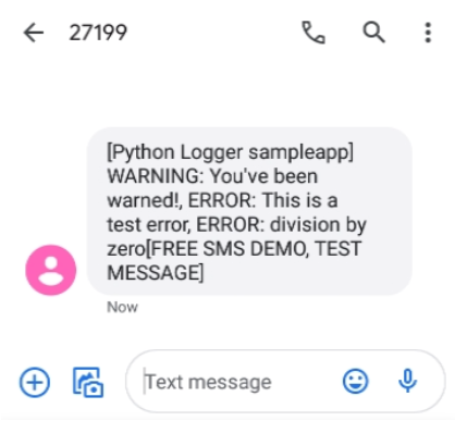 Debug message