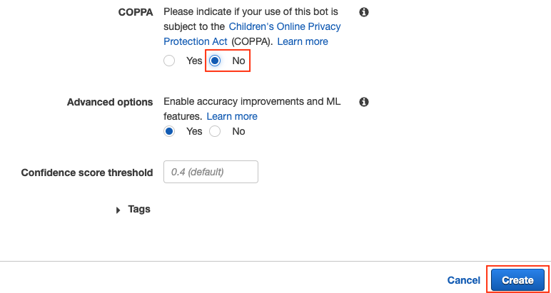 Final steps in the bot setup process