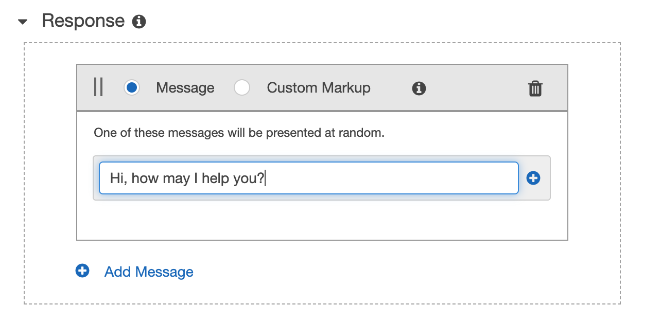 Adding a message response to a Lex bot