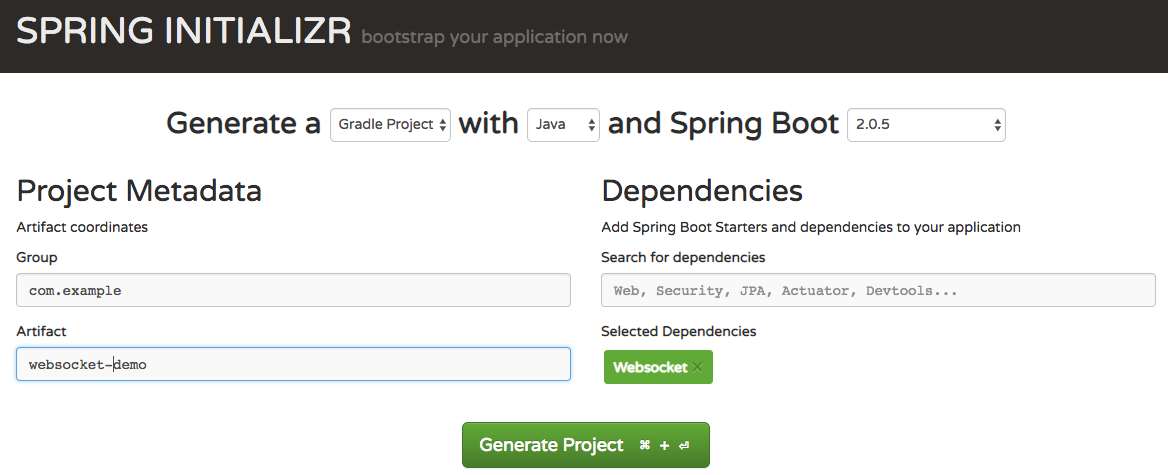 Spring Initializer Homepage