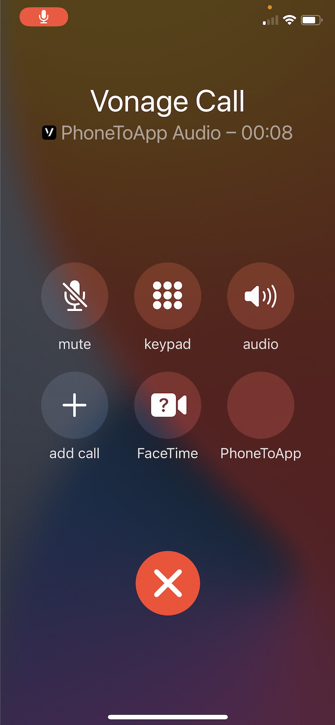 An active call in progress