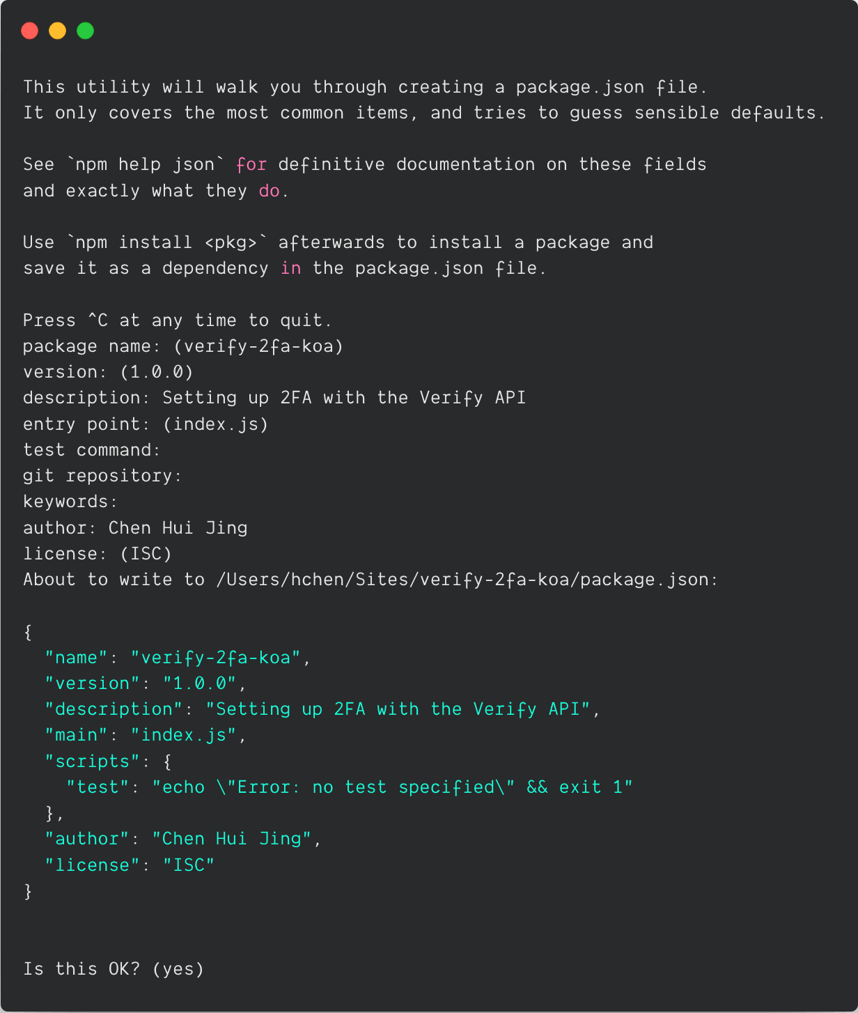 Configuring package.json