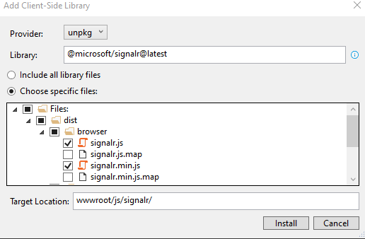 Adding a Client Side library in Visual Studio