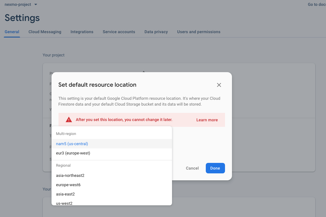 Setting a resource location in the resource location dialog