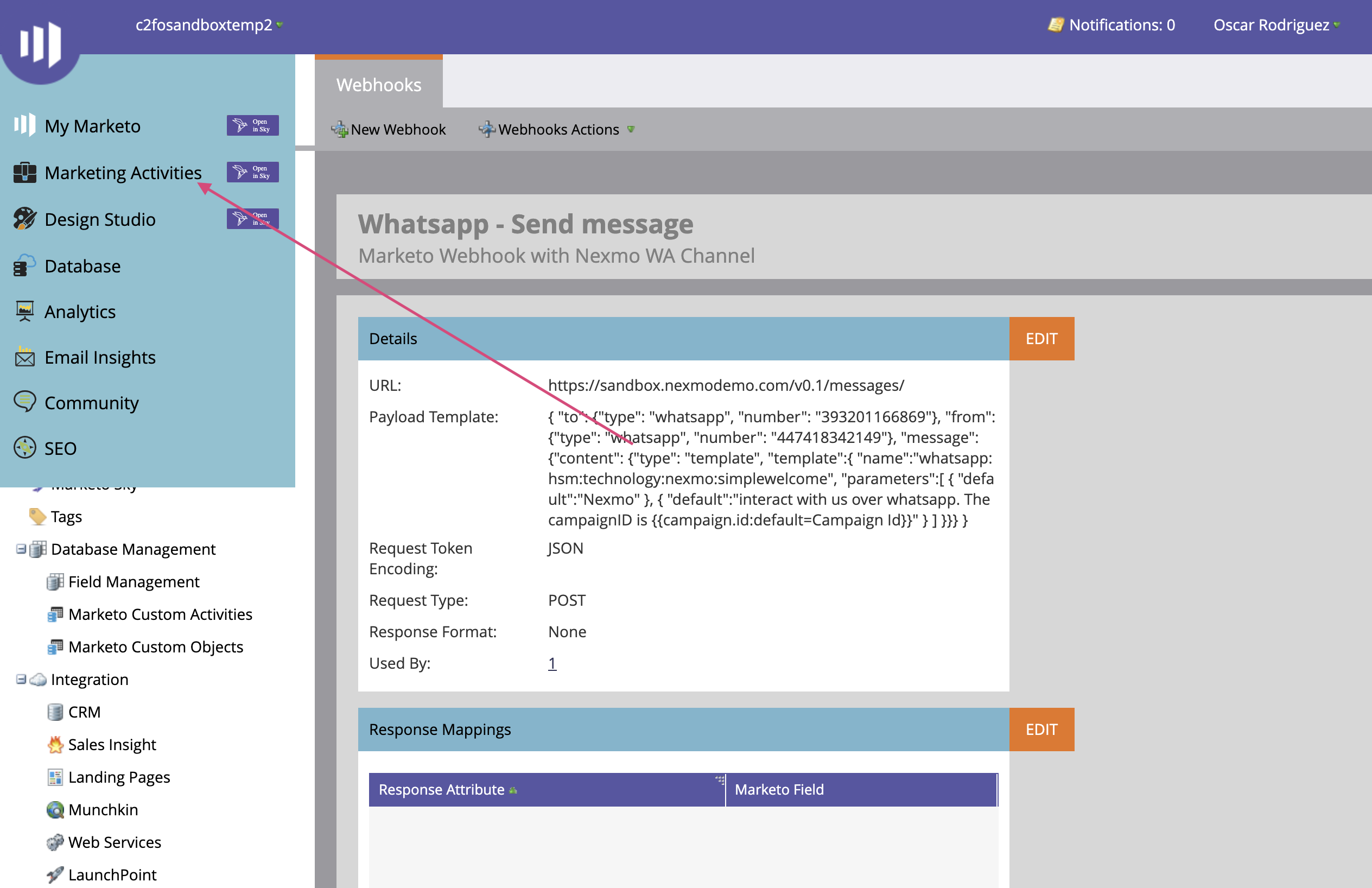 Create a Smart Campaign inside Marketo to Test the webhooks